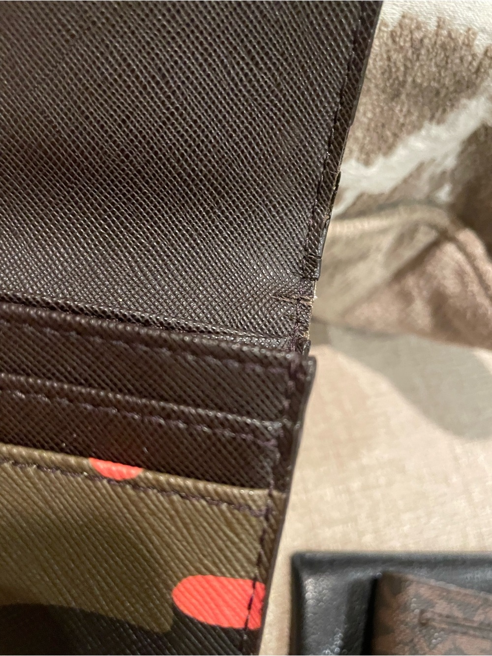 Michael Kors Coral and Olive Camo Continental Wallet with Gold Logo - Picture 2 of 5